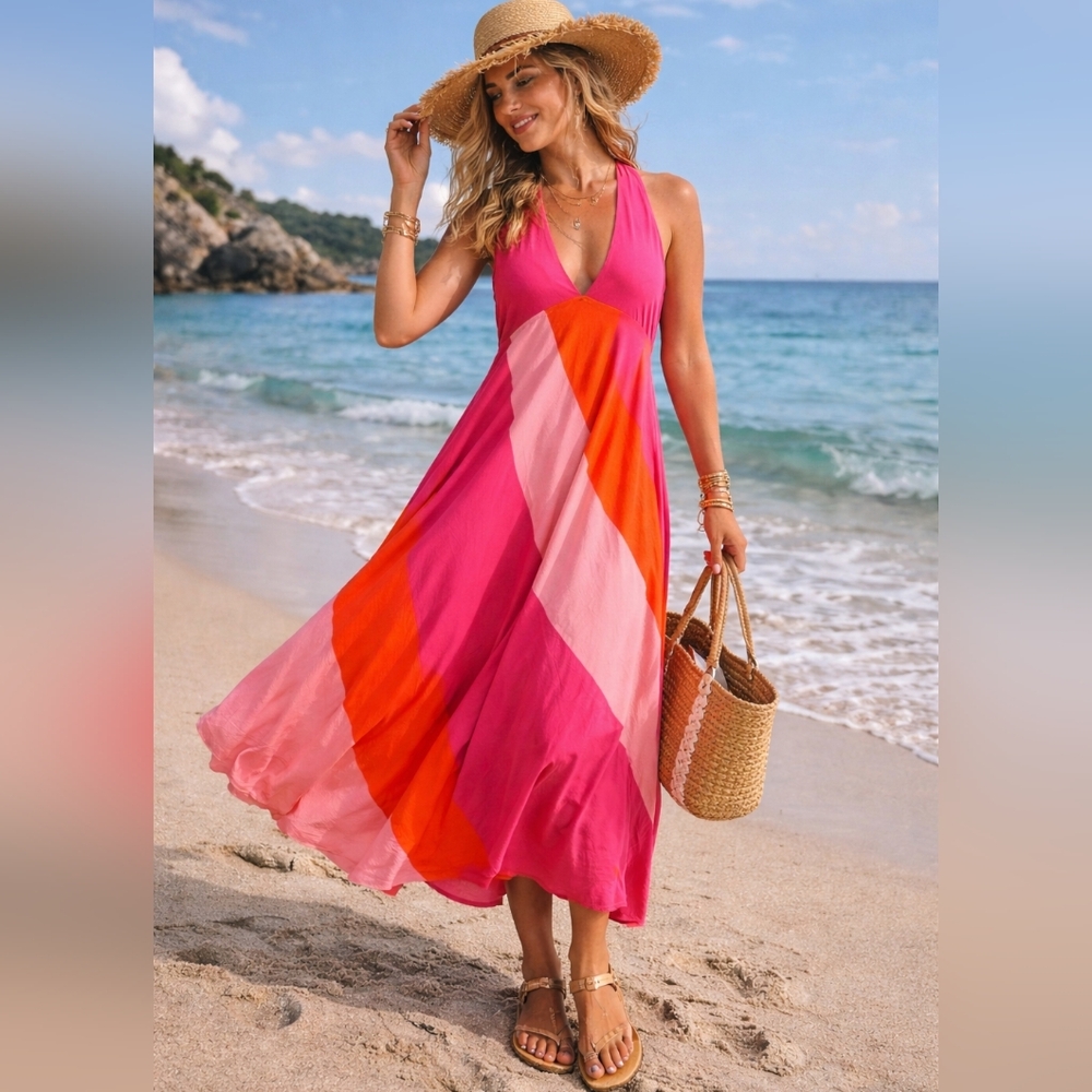 stunning statement Sumer dress Bohoo Style.